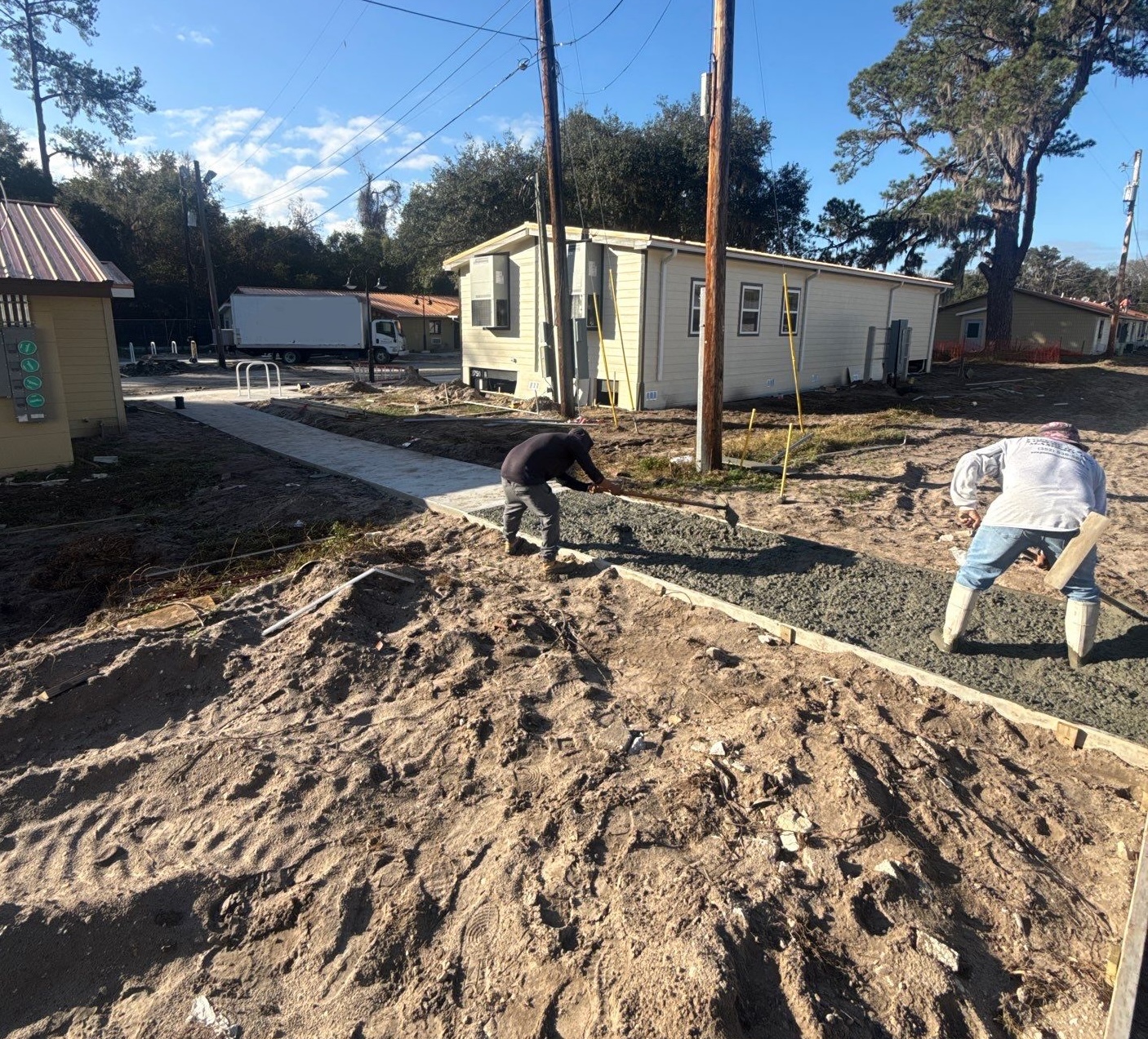 Pouring concrete pad process